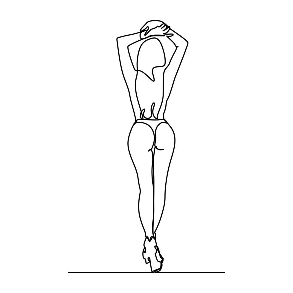 línea continua dibujo de contorno de mujer cuerpo de mujer sexy vector