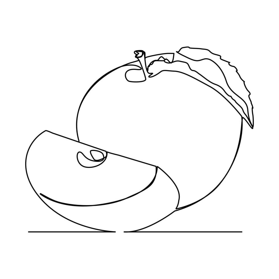 continuous line simple apple fruit vector