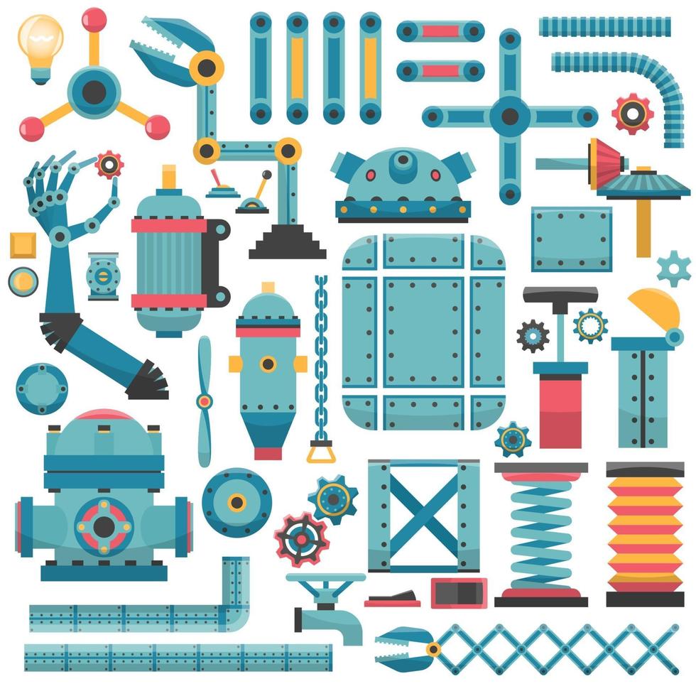 Set of parts for a machine or a robot vector