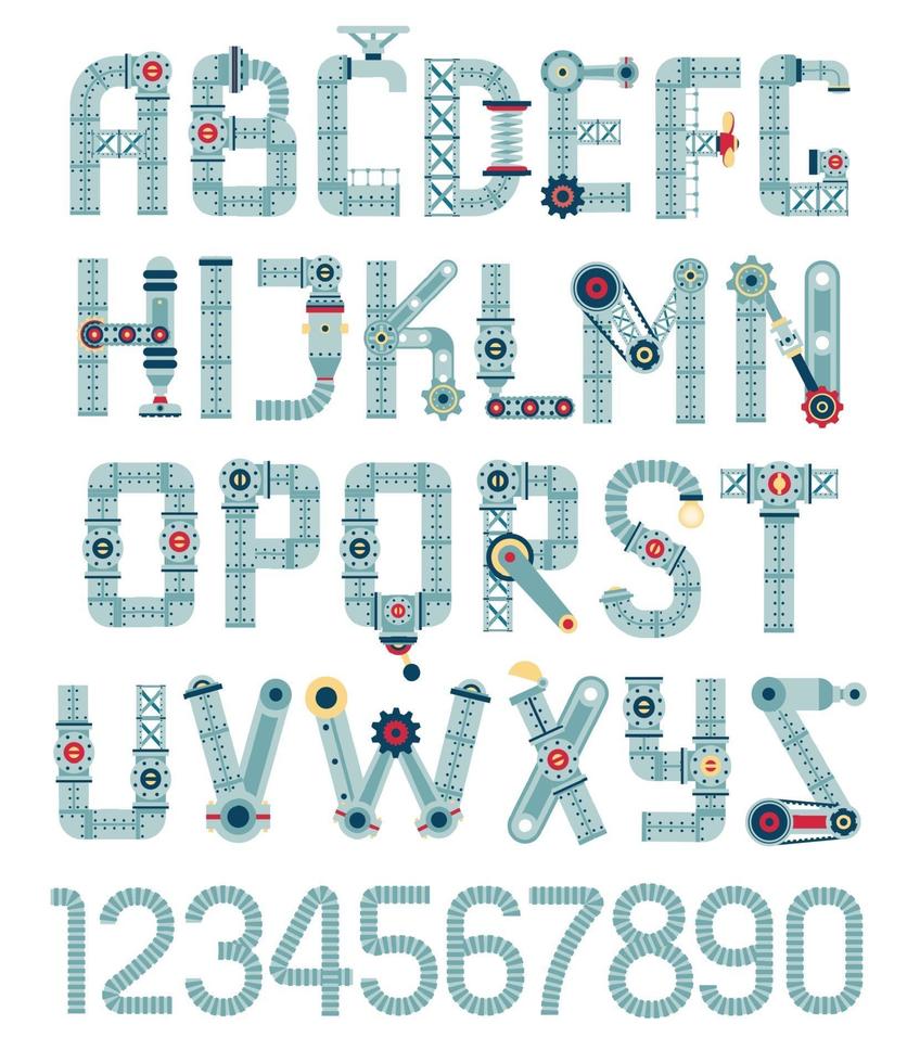 Steampunk alphabet. Letters from vector