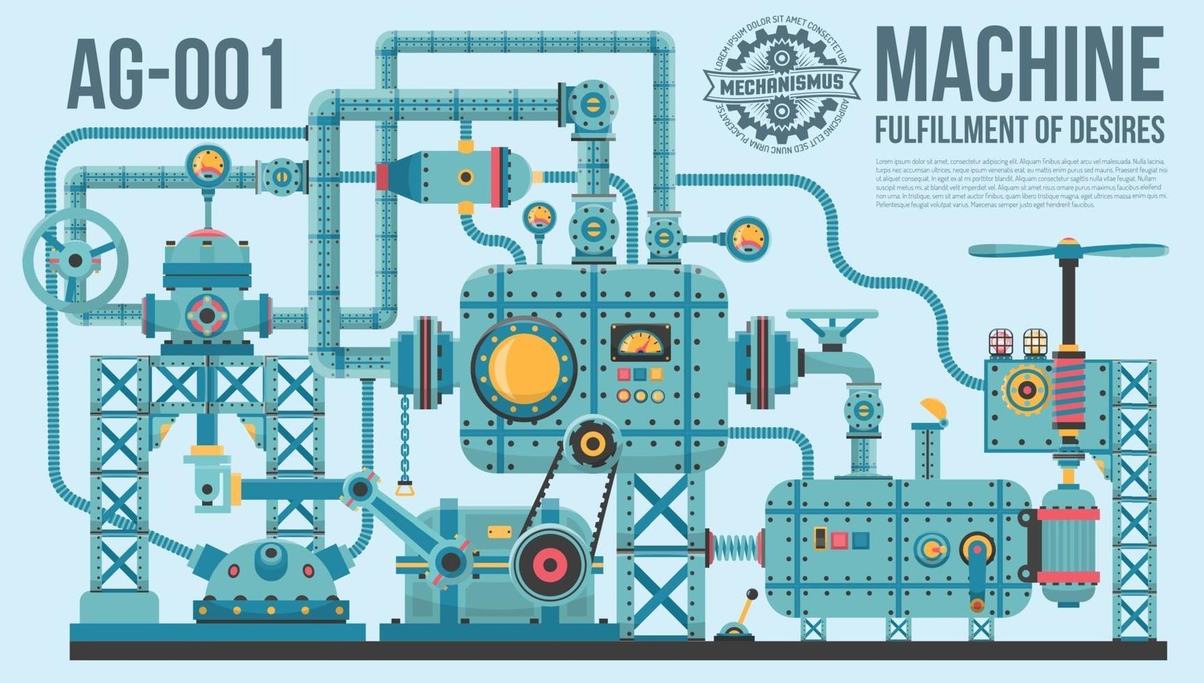 A complex industrial machine of pipes vector