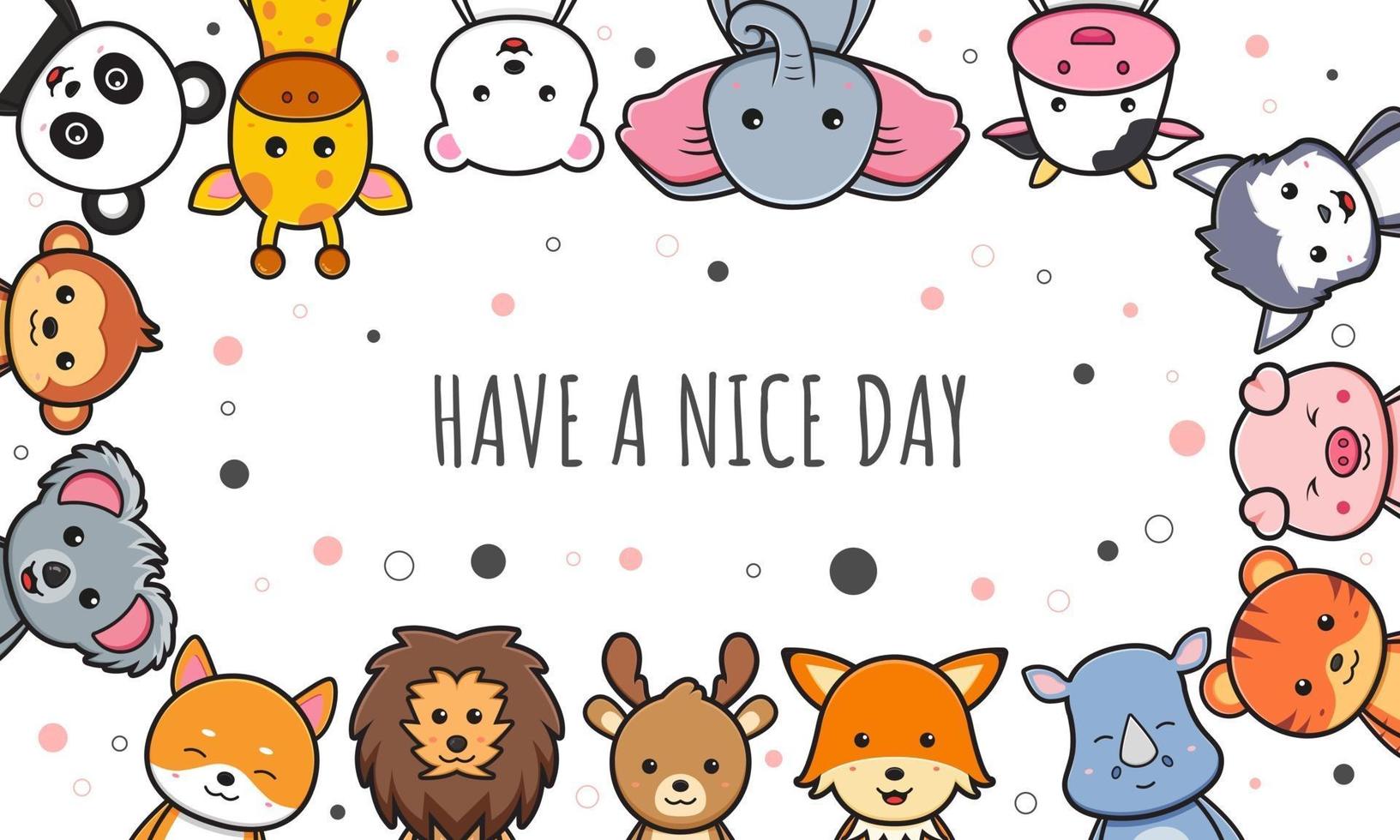 Cute animal doodle banner background wallpaper cartoon illustration vector