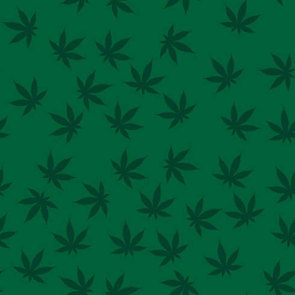 Seamless green texture with hemp leaves vector