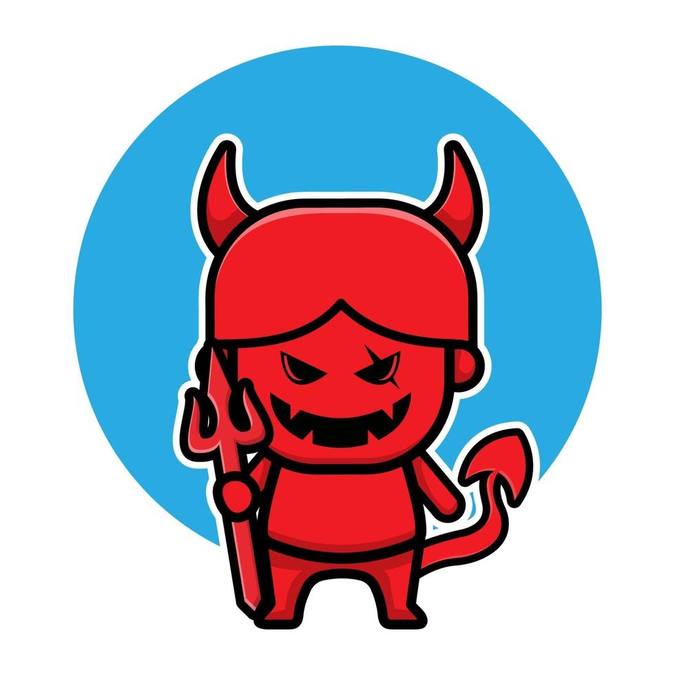 cute red devil halloween cartoon character vector