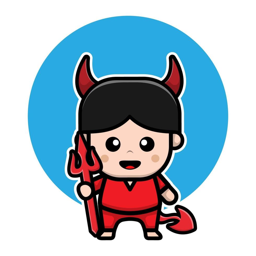 lindo diablo personaje de dibujos animados de halloween vector