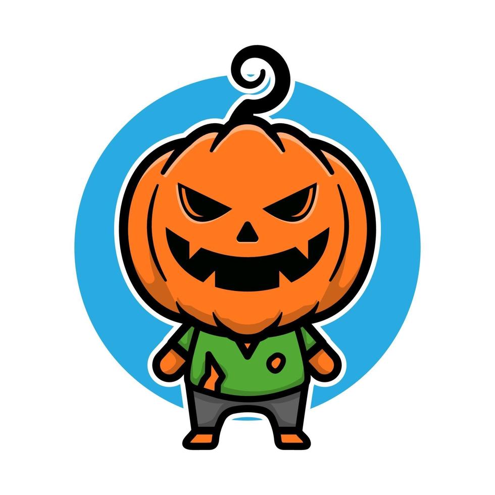 Cute pumpkin halloween cartoon illustration vector