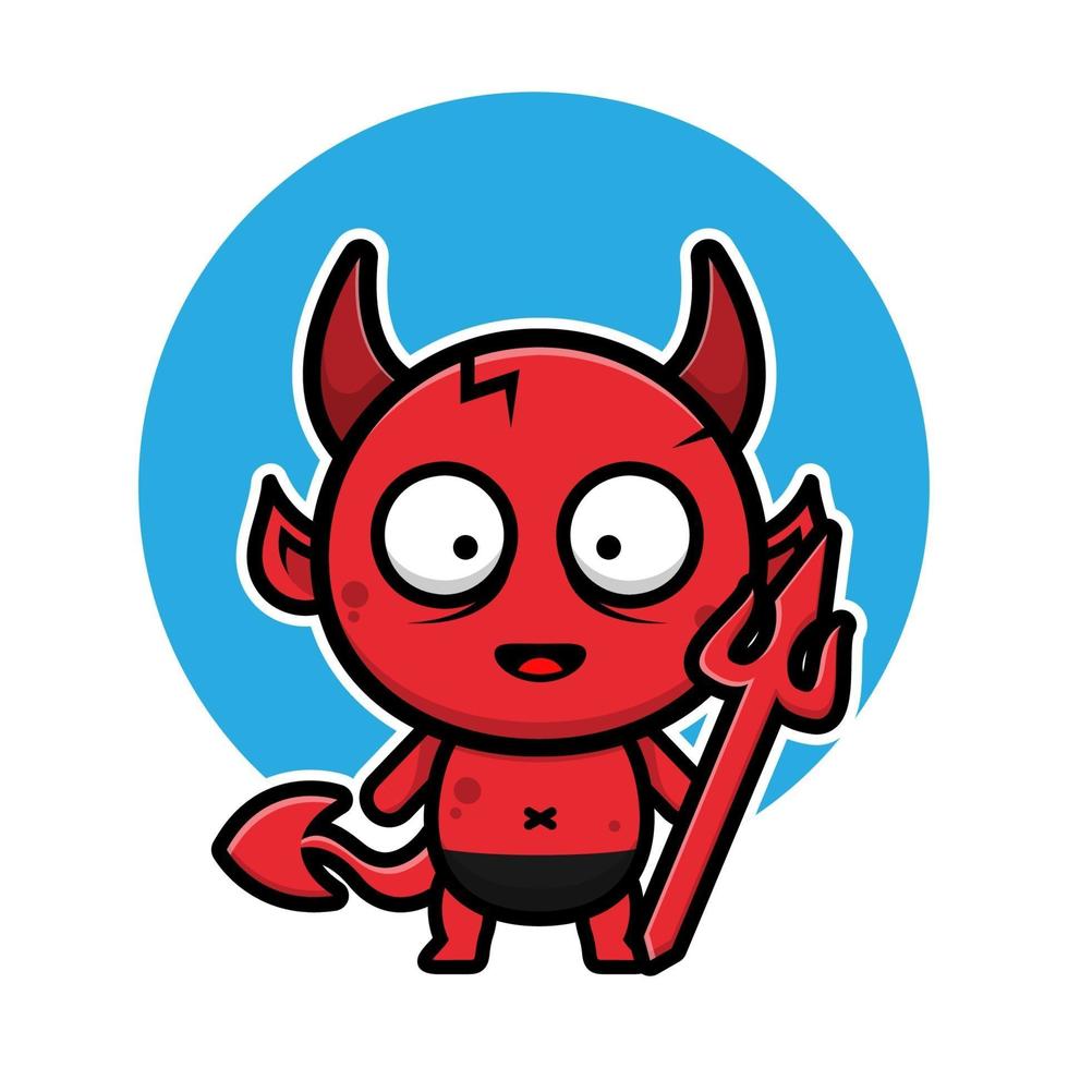 lindo bebé diablo personaje de dibujos animados de halloween vector