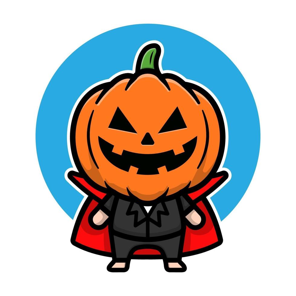 Premium Vector  Halloween vampire cartoon with pumpkin mask at night  design, holiday and scary theme illustration