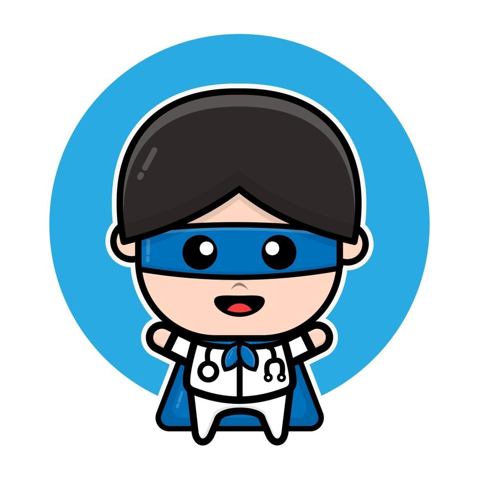Cute super doctor cartoon character vector