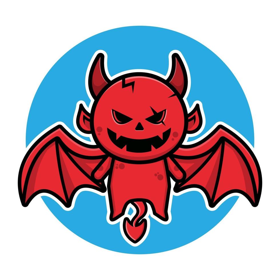 lindo diablo volador personaje de dibujos animados de halloween vector