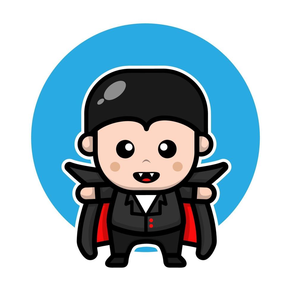 Cute dracula halloween cartoon icon illustration. vector