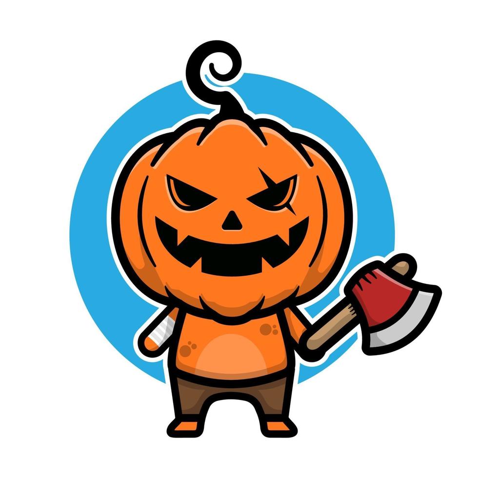 Cute pumpkin halloween cartoon illustration vector