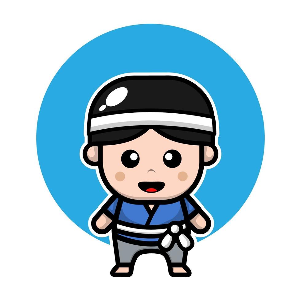 cute japanese boy cartoon character vector