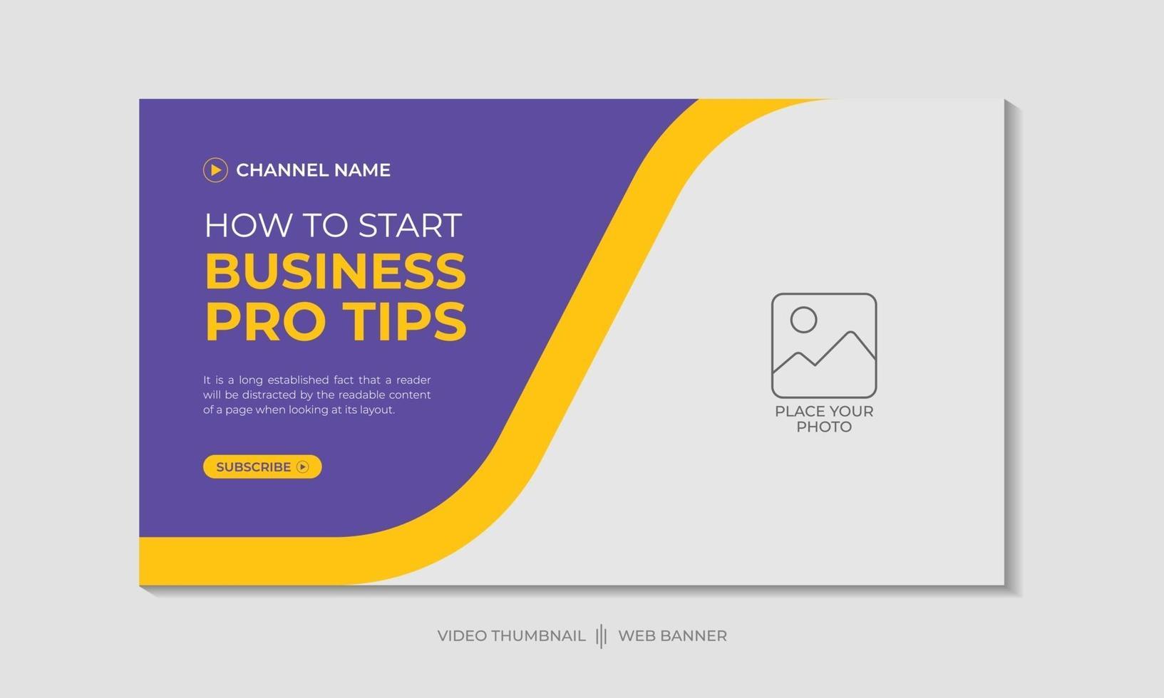 Corporate business video thumbnail or web banner for advertisement vector