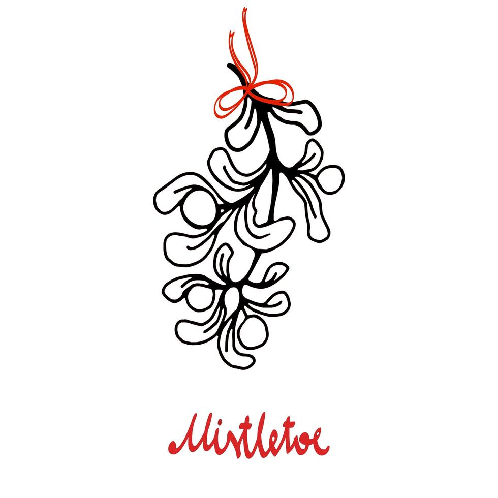 muérdago navidad para beso doodle floral clip art vector