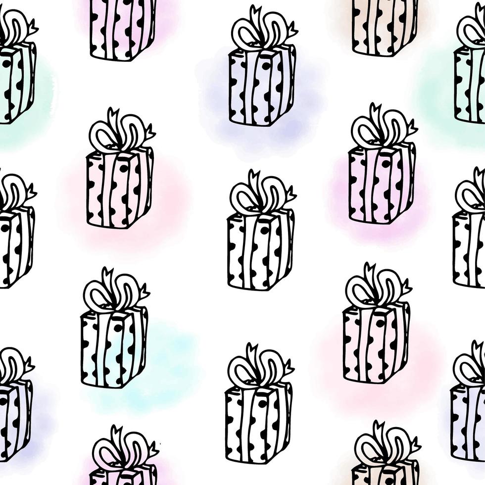 Celebrate gifts seamless pattern with polka dot, doodle style vector