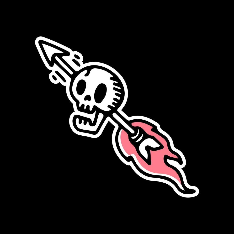 skull head with with fire arrow. illustration for t shirt vector