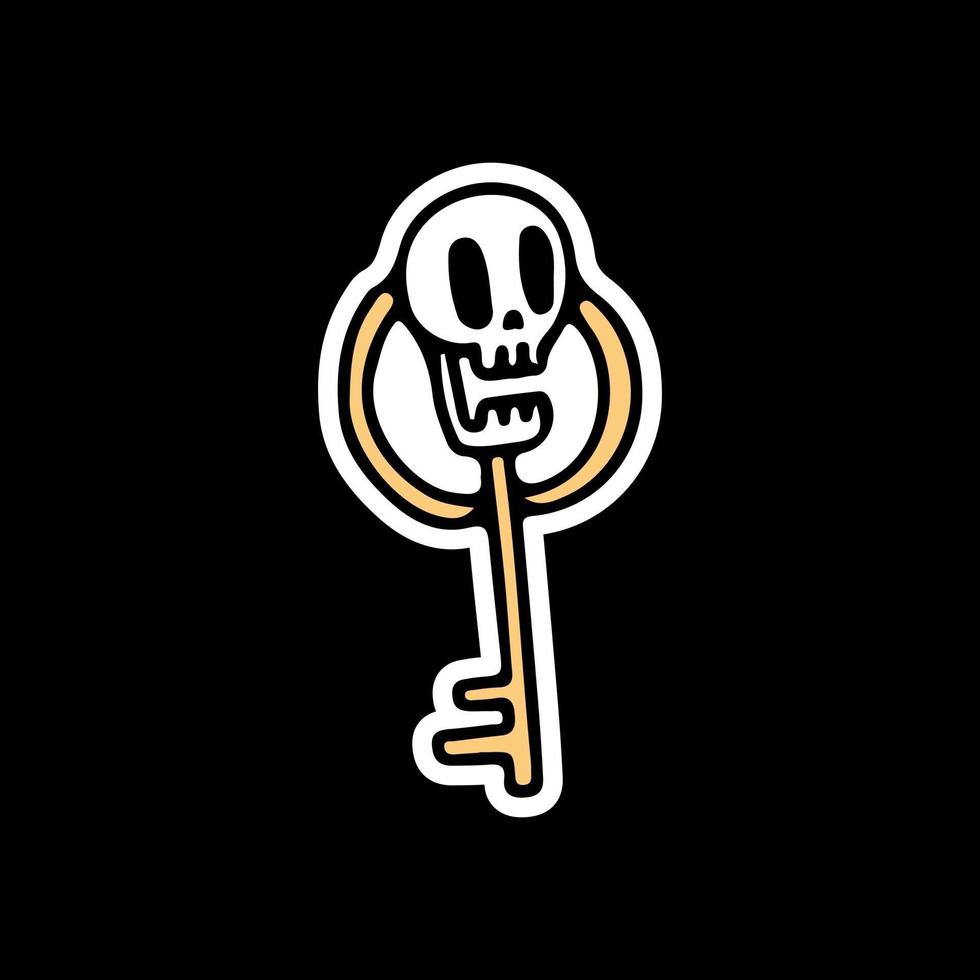 Skull key illustration. Vector graphics for t-shirt