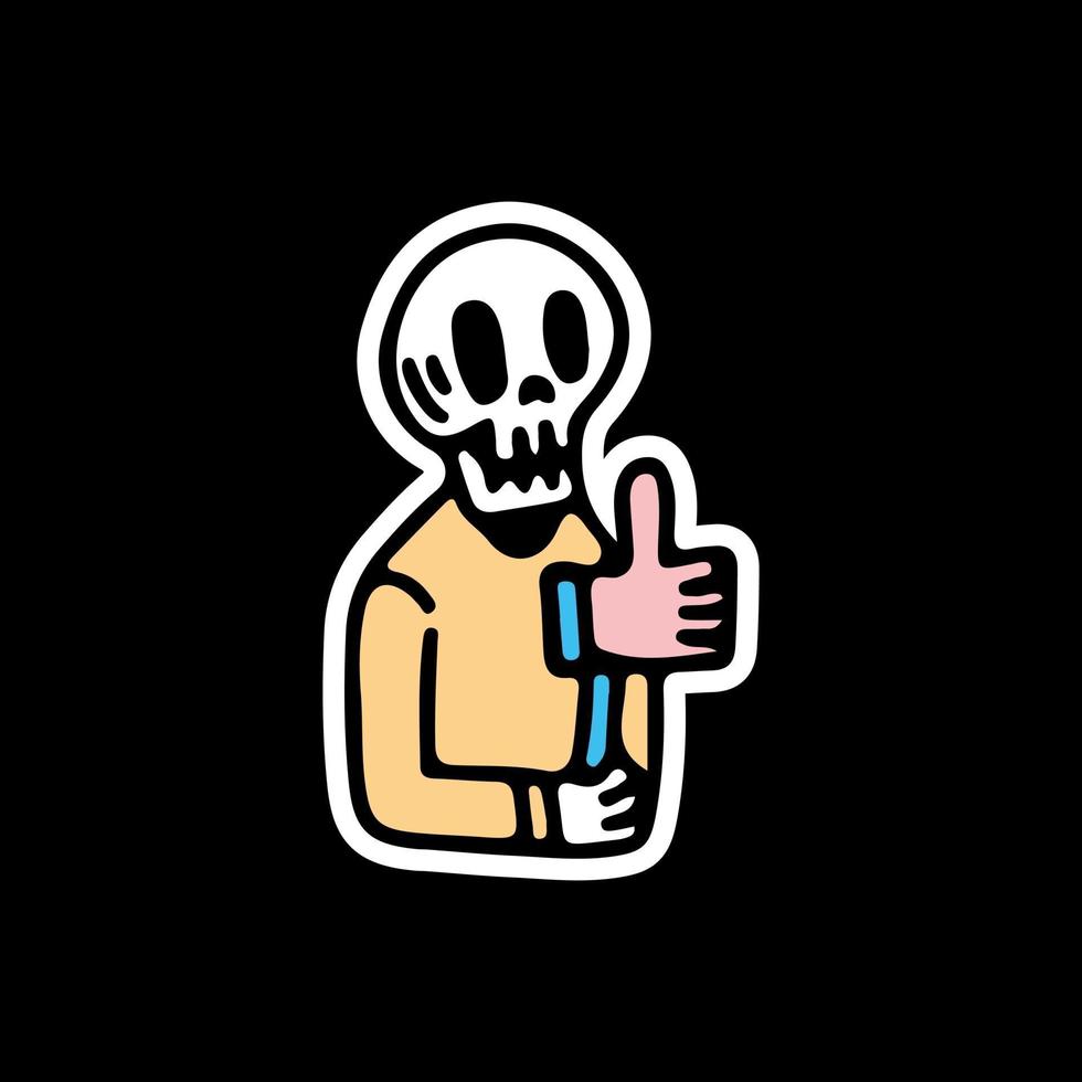 skeleton holding thumbs up sign illustration. Vector for t-shirt