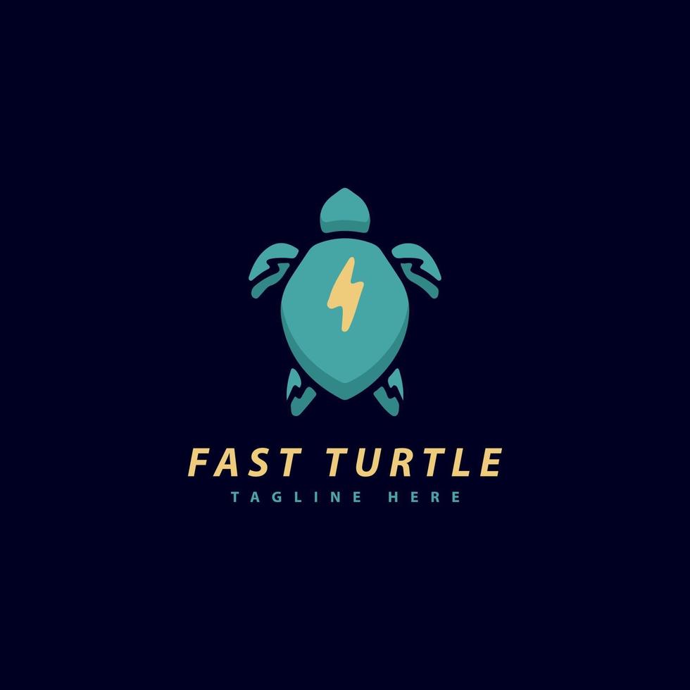 Turtle and lightning illustration. Vector graphics for logo.