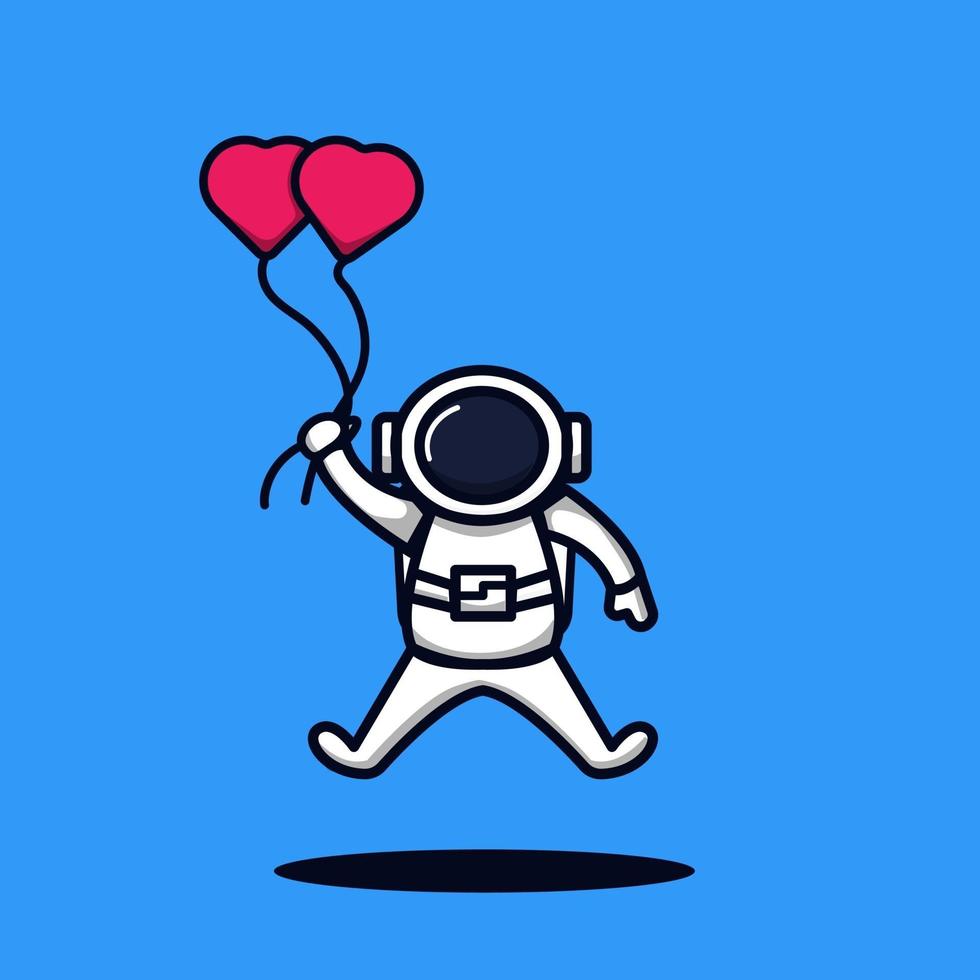 Vector illustration of flying astronaut with balloon love