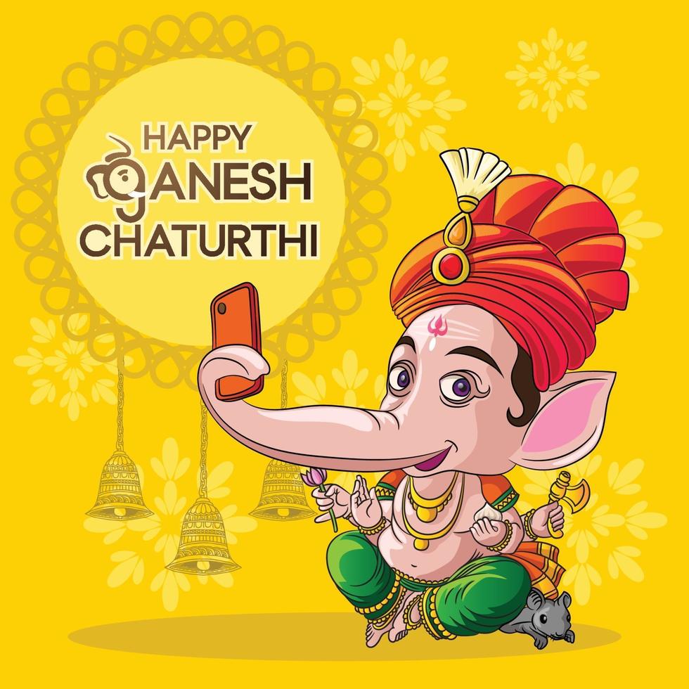 Happy Ganesh clicking selfie on Ganesh Chaturthi vector