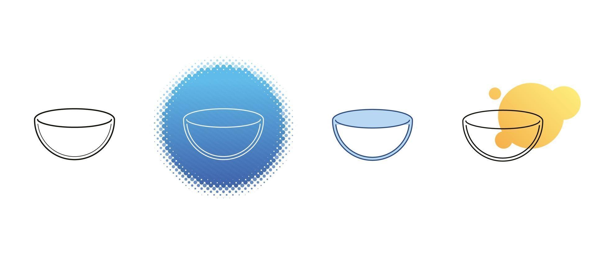 This is a set of contour and color salad bowl icons vector