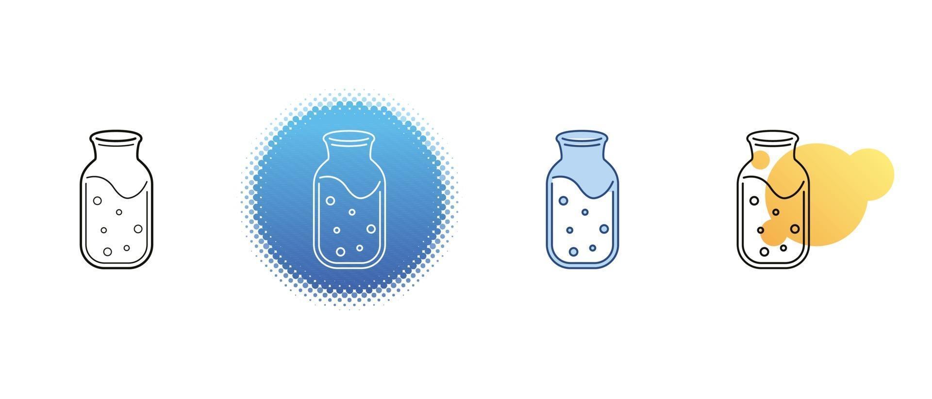 This is a set of contour and color icons of a soda bottle vector