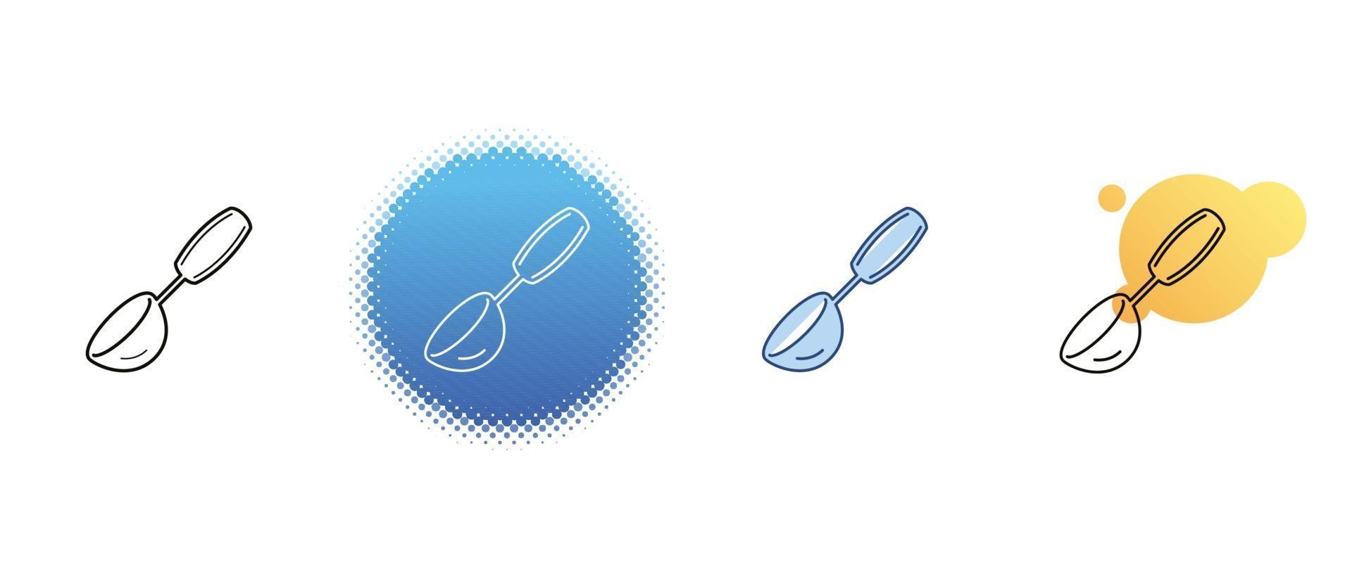 This is a set of contour and color icons ice cream spoon vector