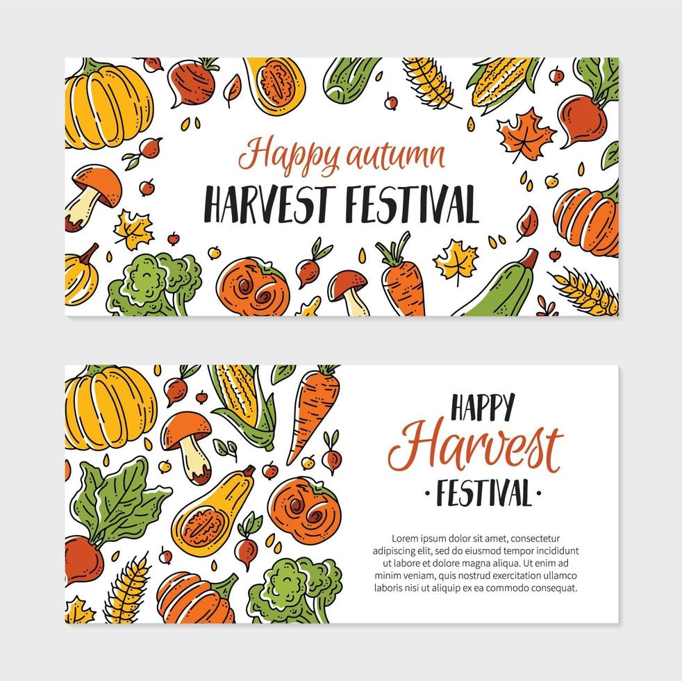 Happy autumn harvest festival vector flyer template