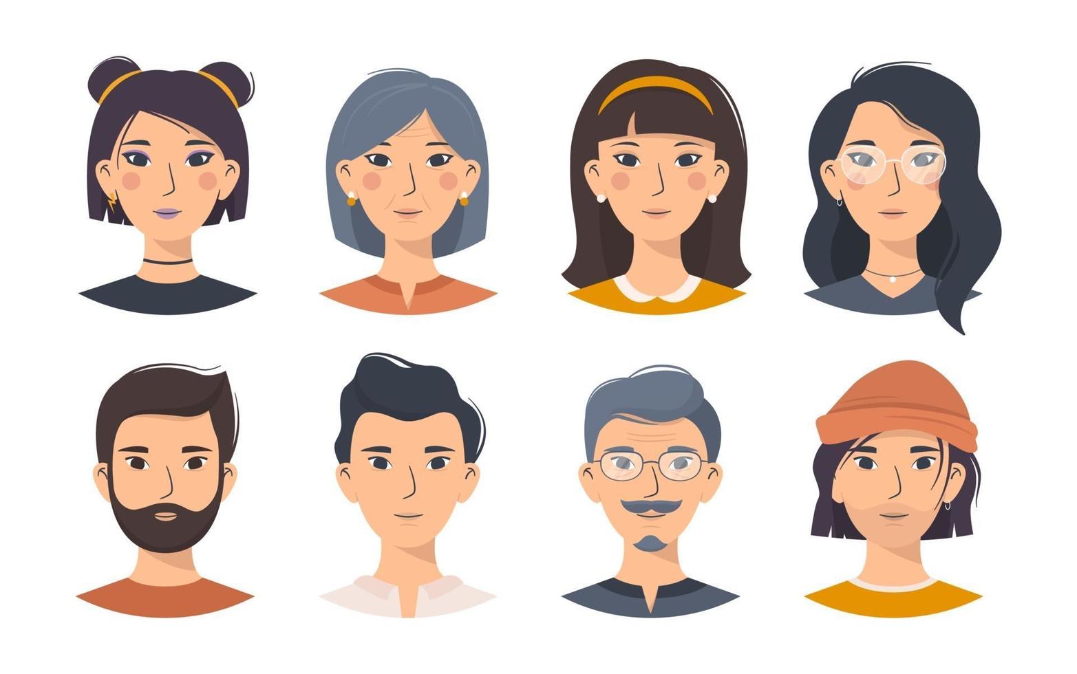 Set of Asian men and women in different looks vector