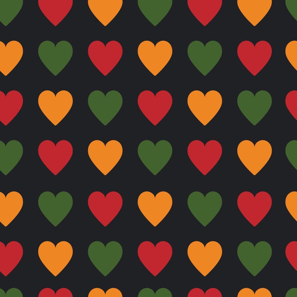 Black History Month, Juneteenth, Kwanzaa seamless pattern with hearts vector