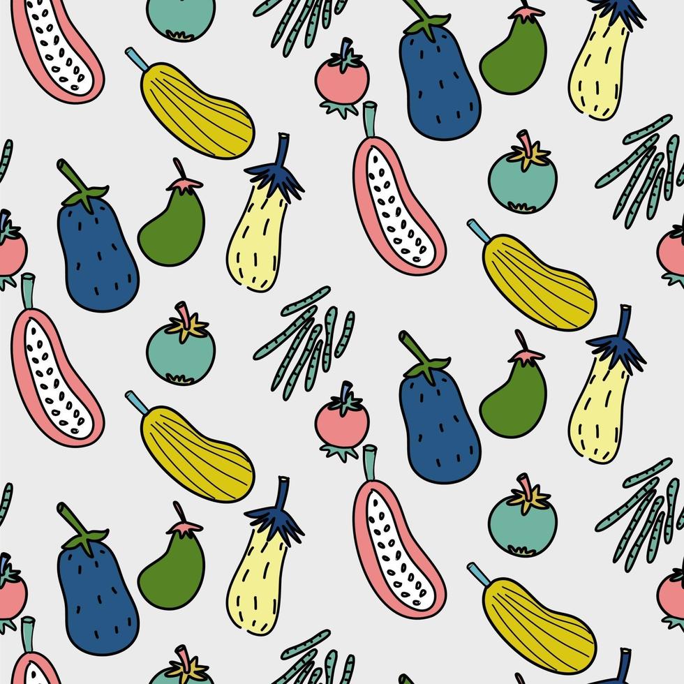 seamless pattern vegetable hand drawn cartoon icon fresh vector