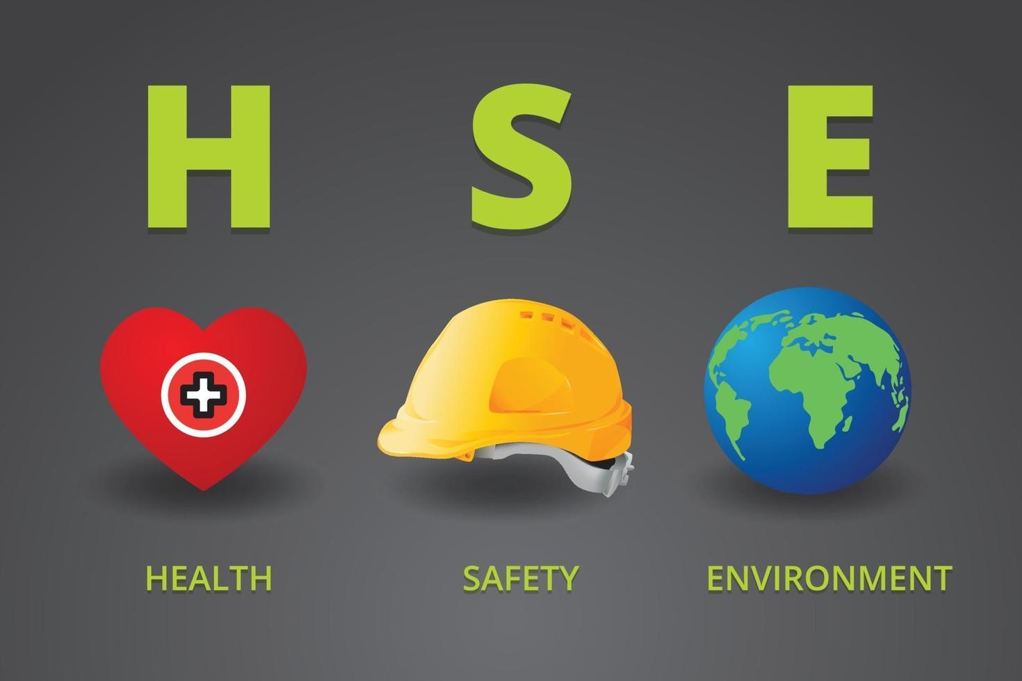 HSE concept ,Health Safety Environment acronym, vector design