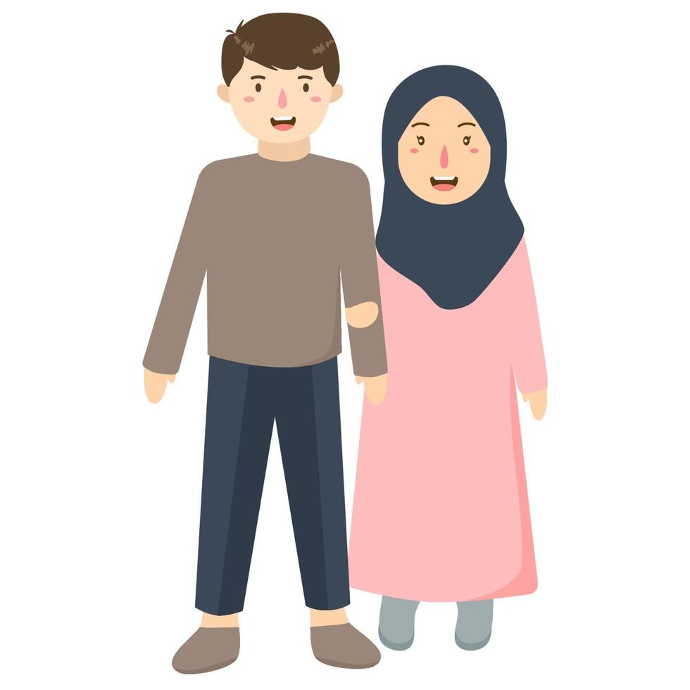 familia adulta musulmana o pareja de personas vector