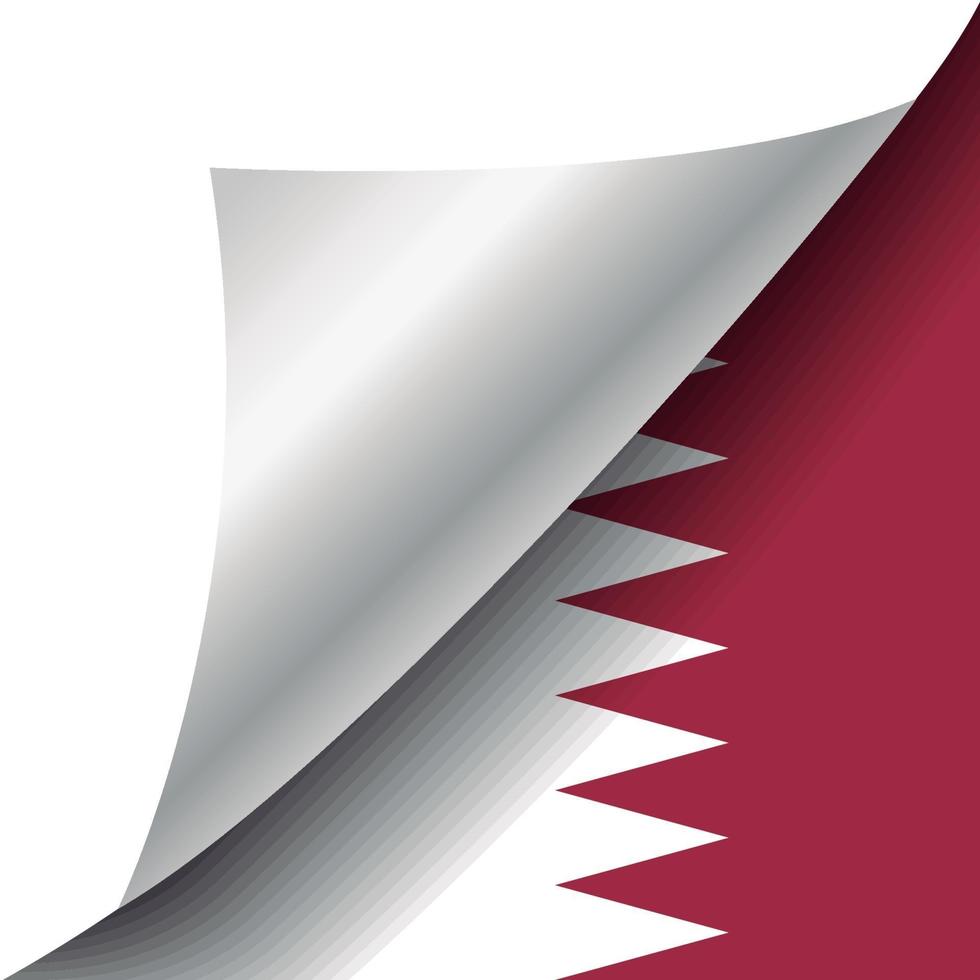 bandera de qatar con esquina rizada vector