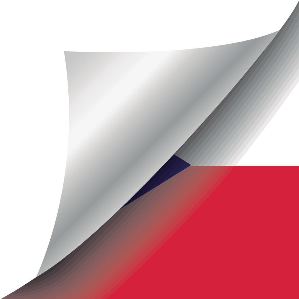 Czech Republic flag with curled corner vector