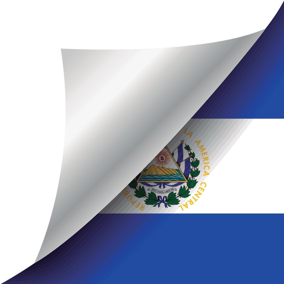 El Salvador flag with curled corner vector