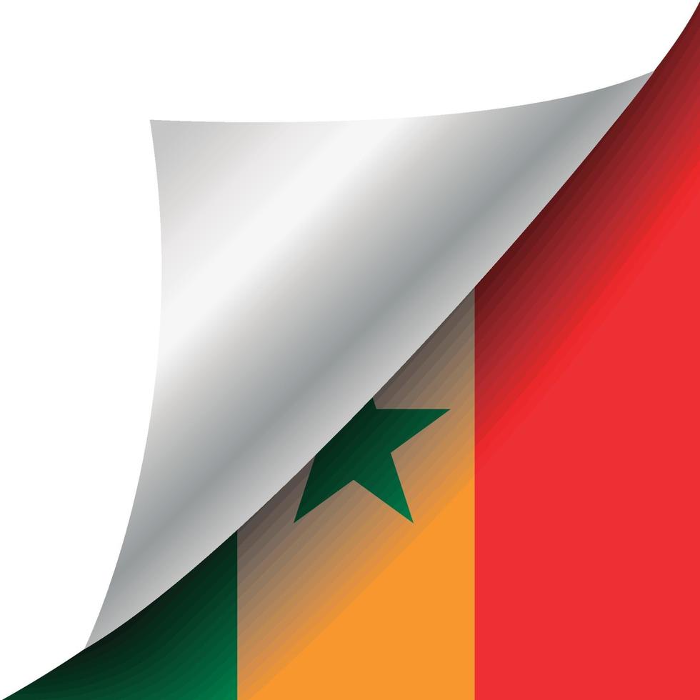 bandera de senegal con esquina rizada vector