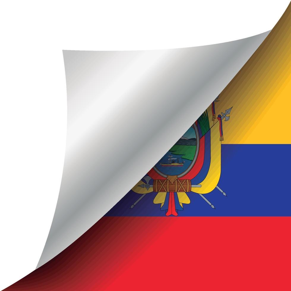 bandera de ecuador con esquina rizada vector