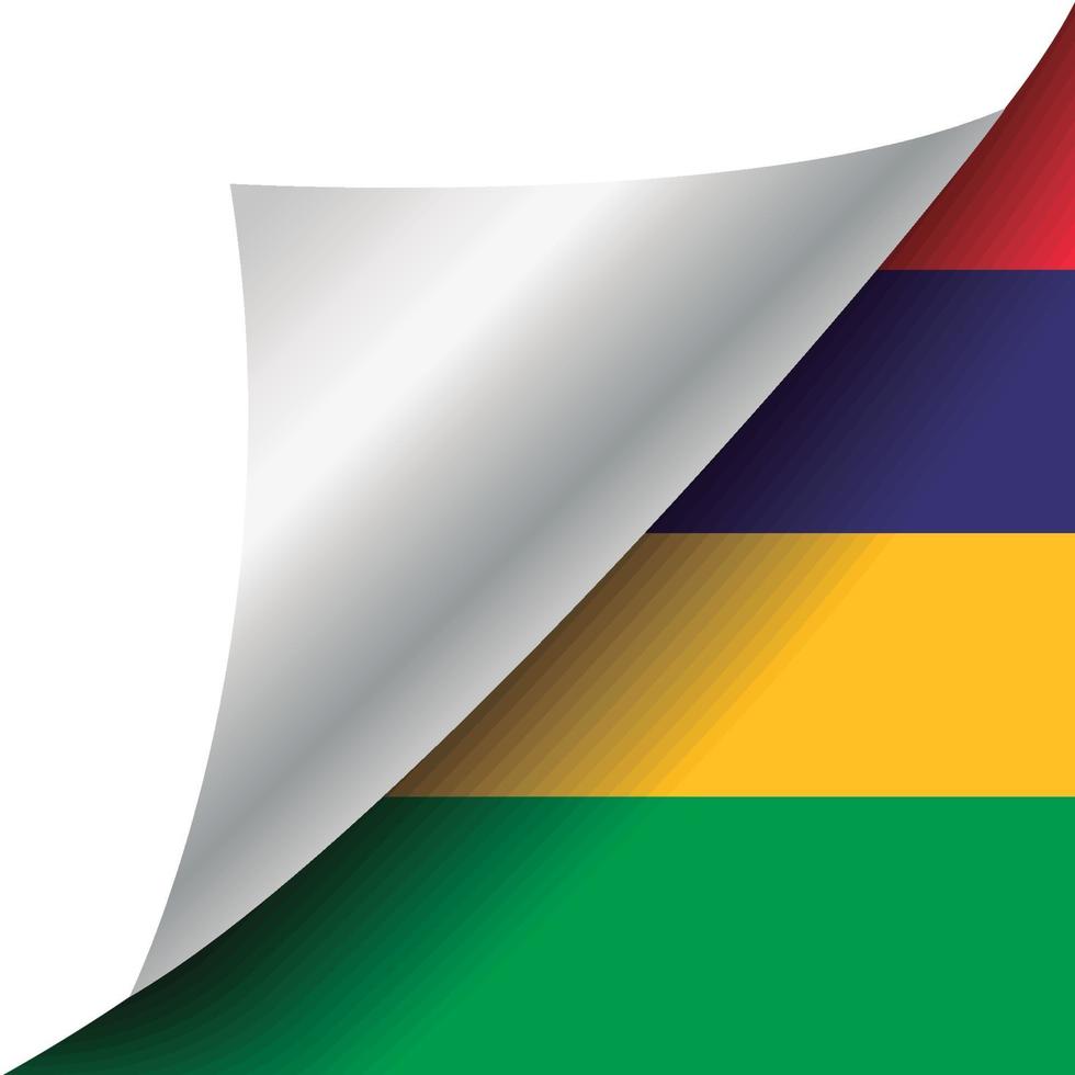 Mauritius flag with curled corner vector
