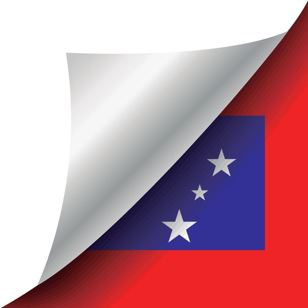 bandera de samoa con esquina rizada vector