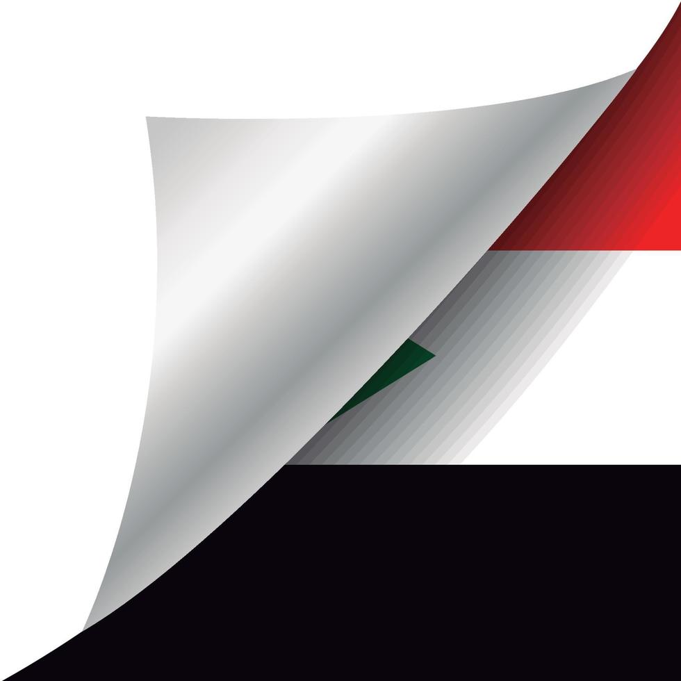 Sudan flag with curled corner vector