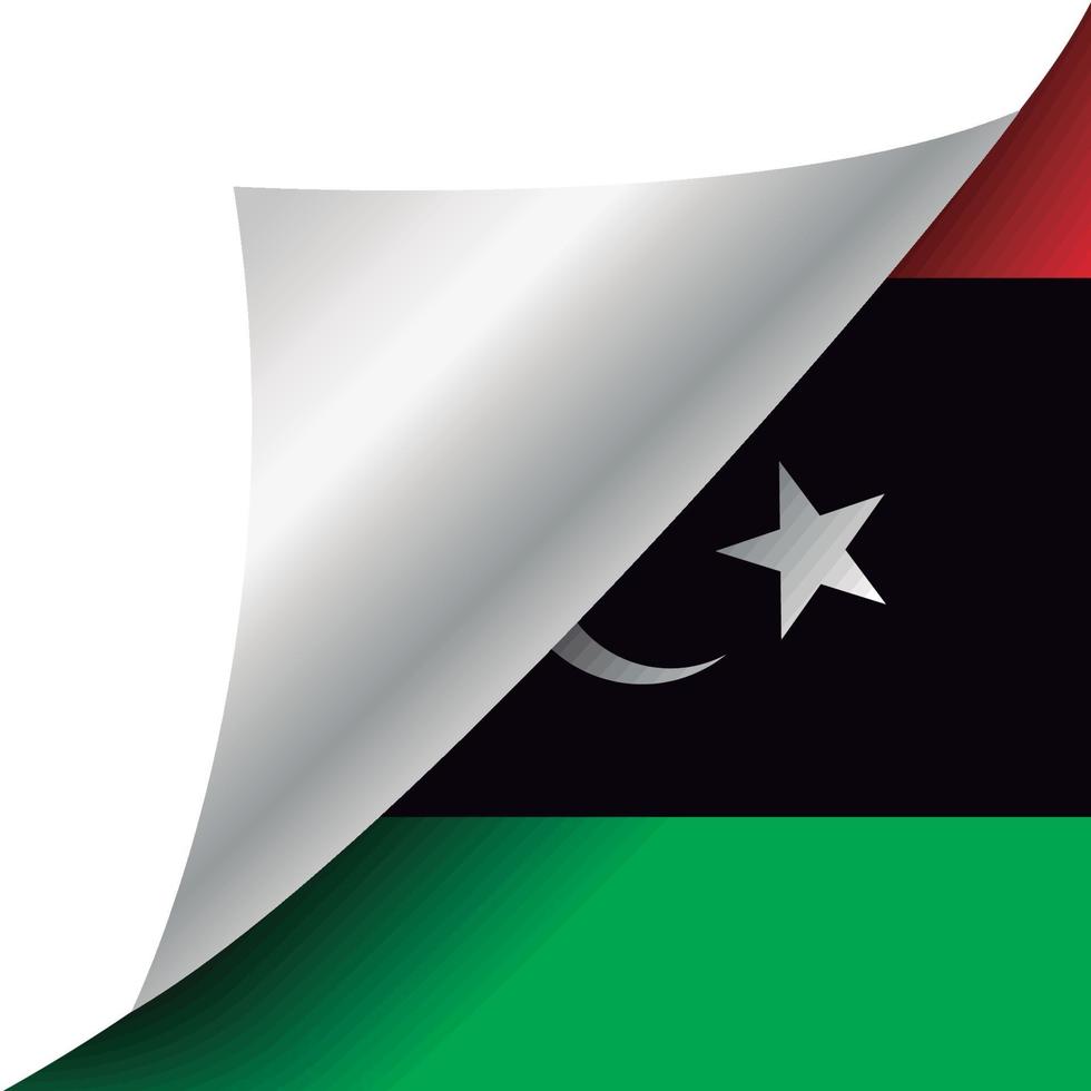 Libya flag with curled corner vector