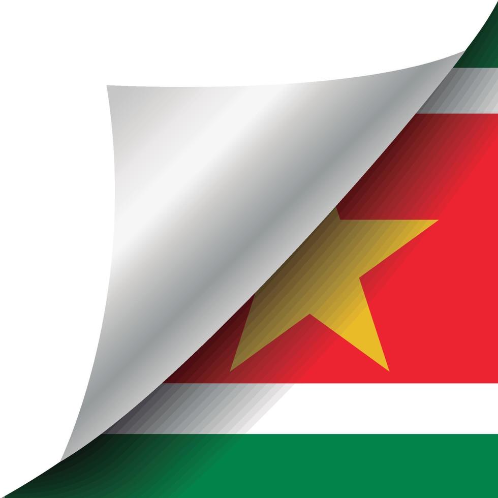 bandera de surinam con esquina rizada vector