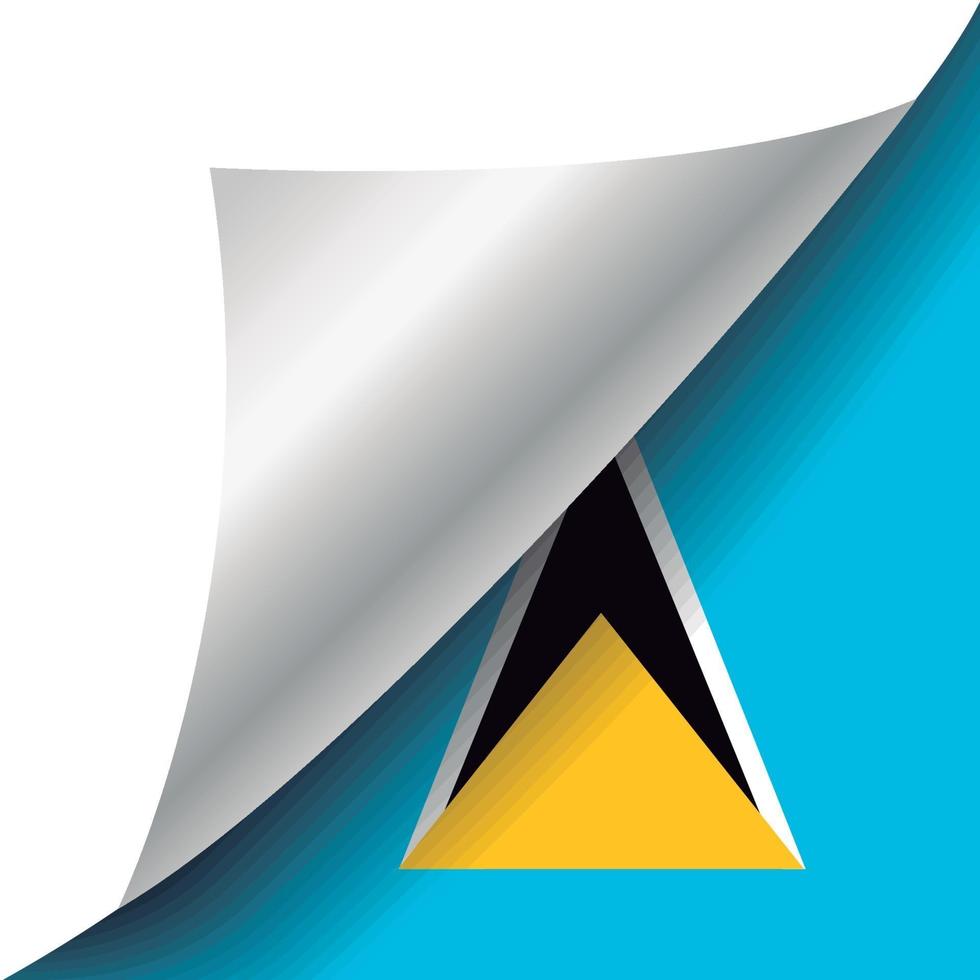 Saint Lucia flag with curled corner vector