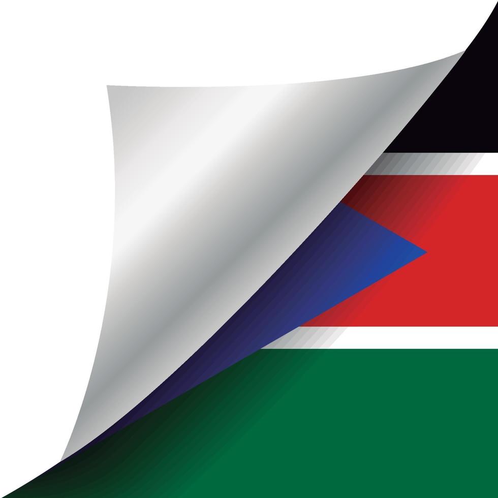 bandera de sudán del sur con esquina rizada vector
