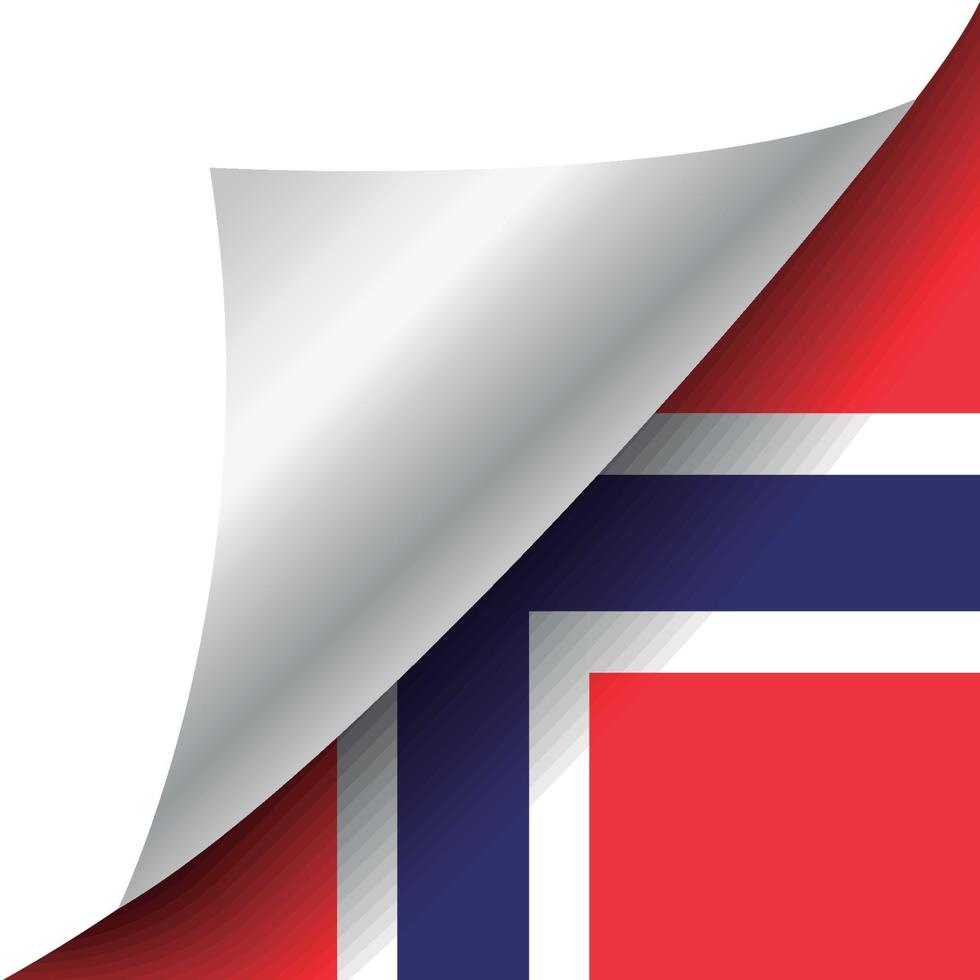 bandera de noruega con esquina curvada vector