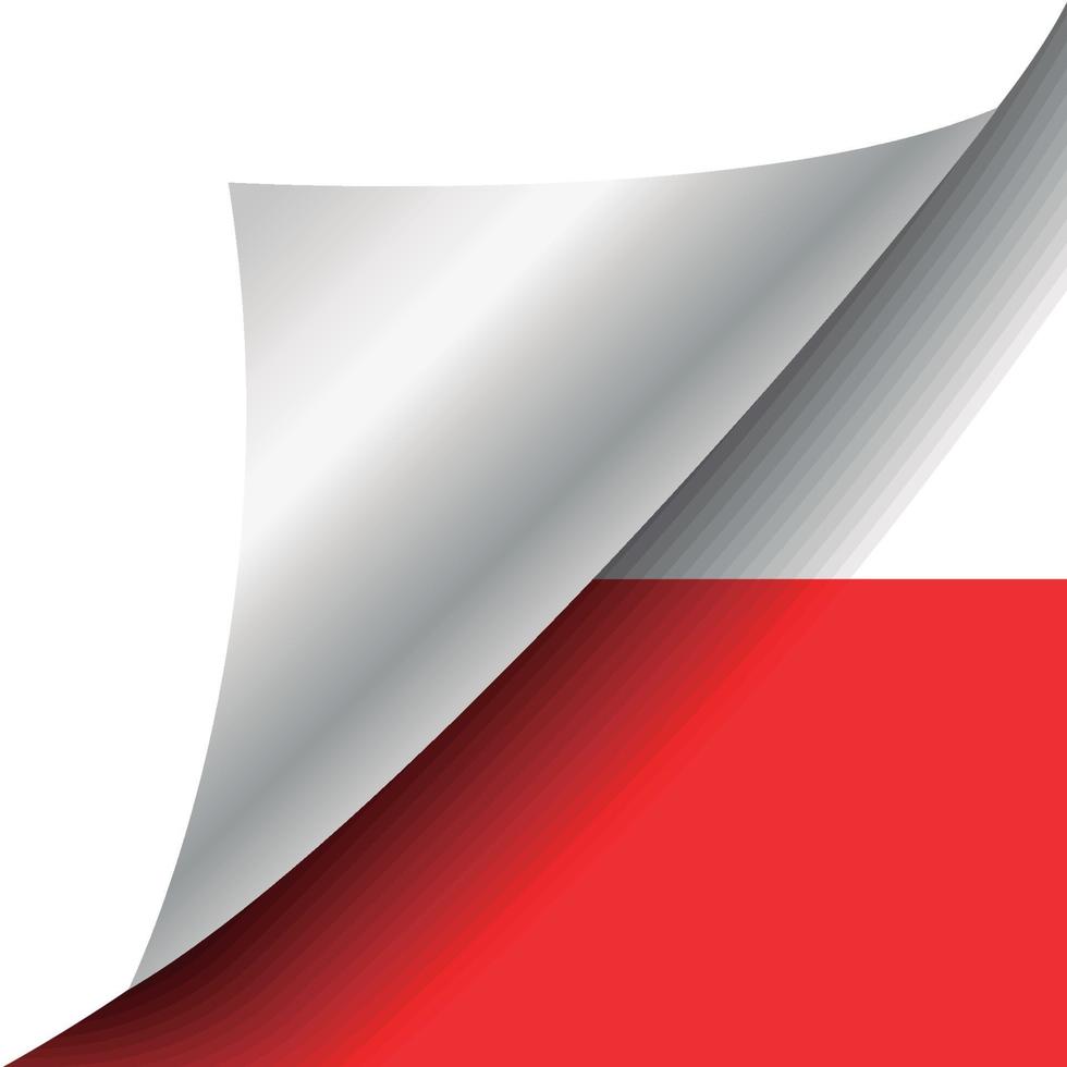 Flag of Poland with curled corner vector