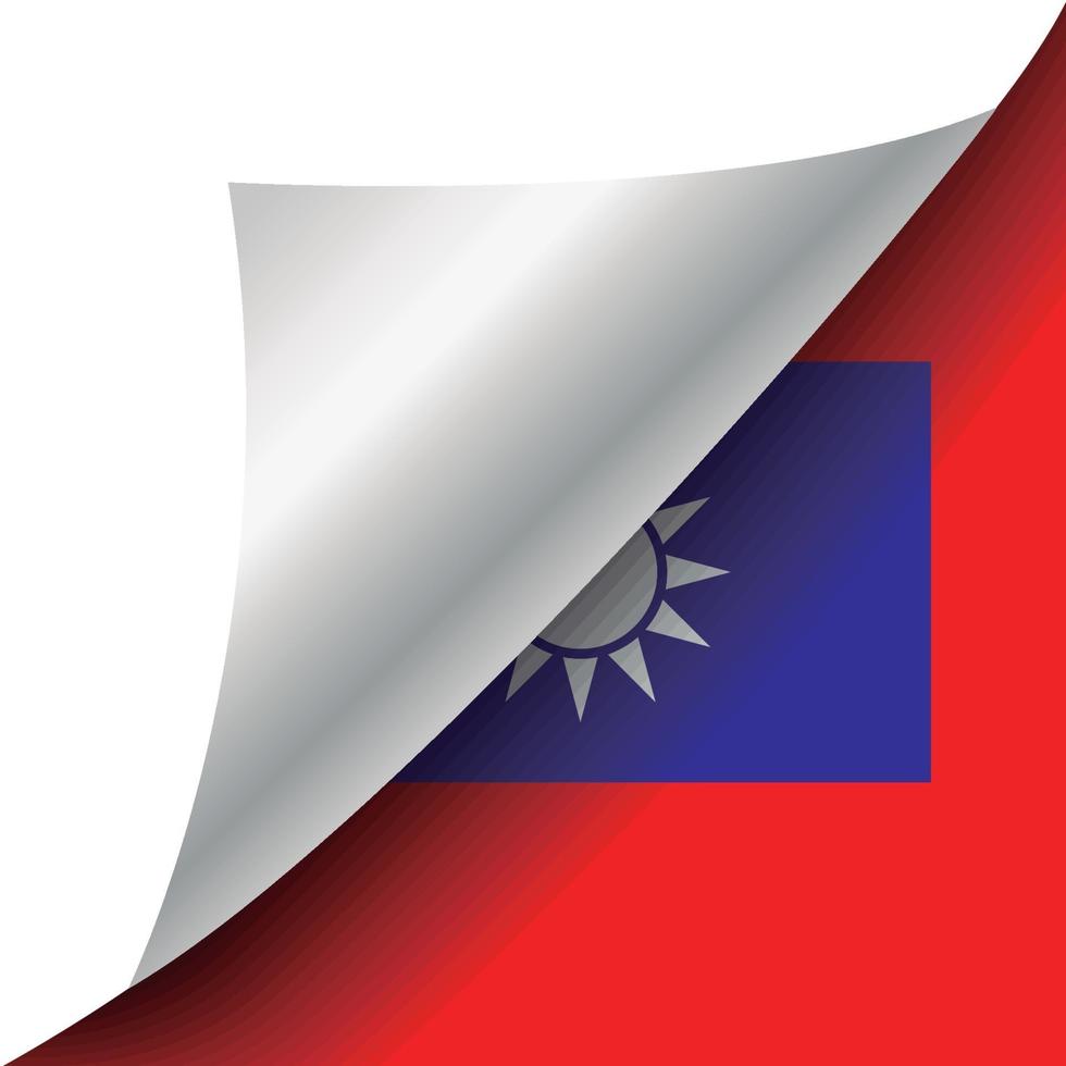 Taiwan flag with curled corner vector